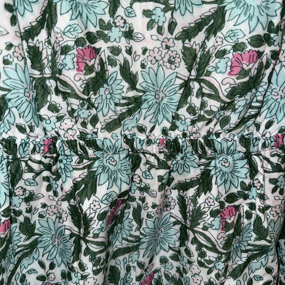 Talbots Petite Primrose Green Pink Floral Cotton Voile Fit Flare Dress Size 8P - Picture 5 of 10